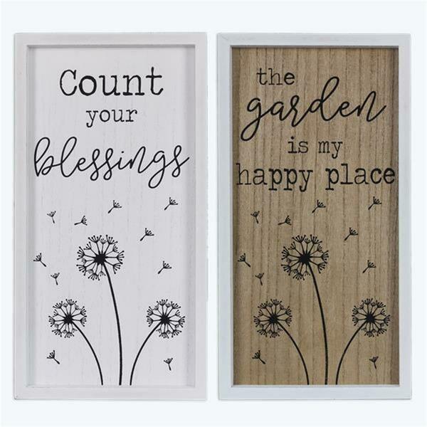 Youngs Wood Framed Dandelion Sign, Assorted Color - 2 Piece 72374